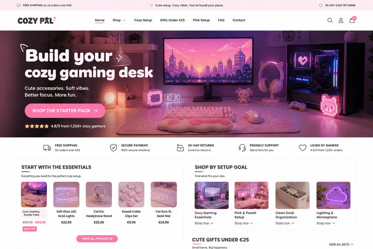 Cozy desk essentials for a pastel gaming setup